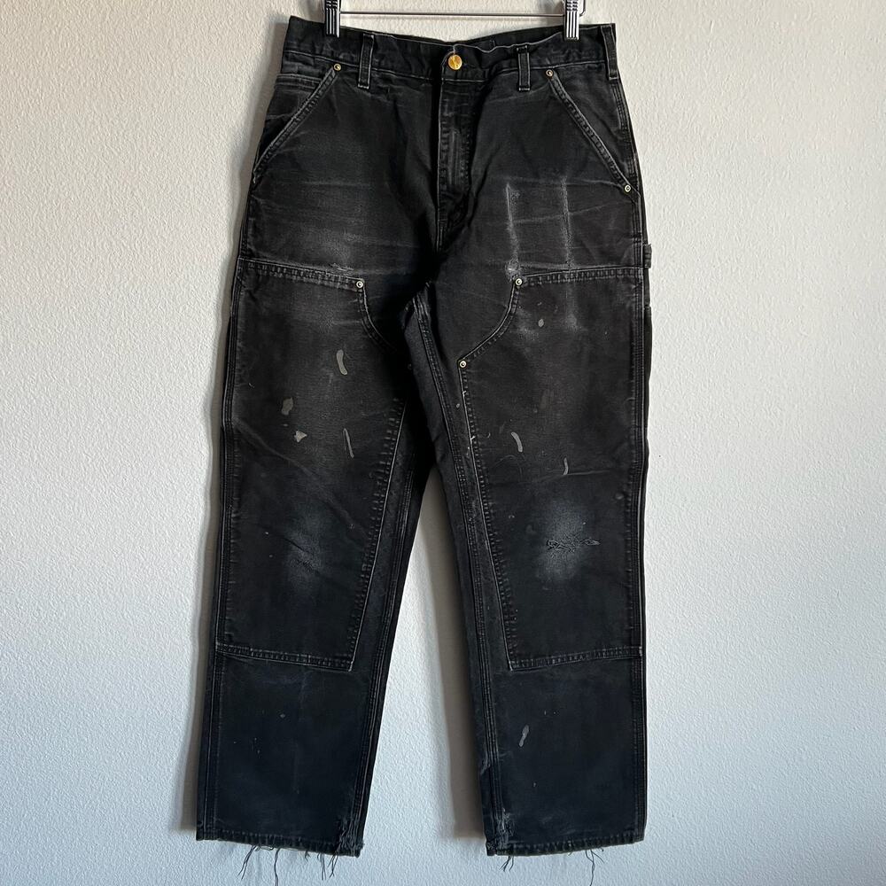 Carhartt B01 BLK faded black double knee work wear carpenter pants